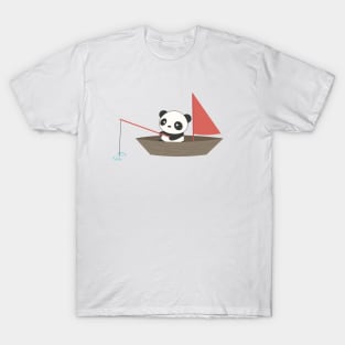 Cute Panda Fishing In A Boat T-Shirt T-Shirt